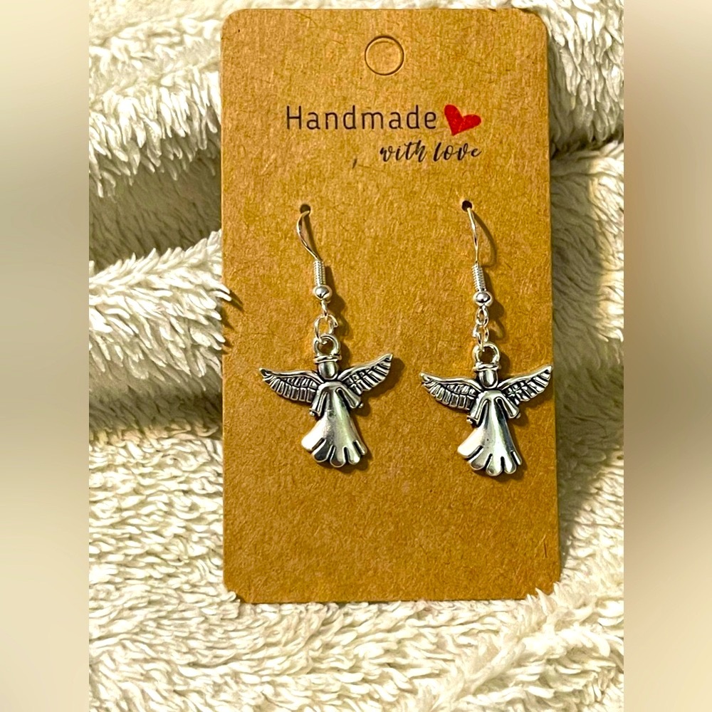 Angel handcrafted earrings on S925 hypo allergenic sterling silver hooks